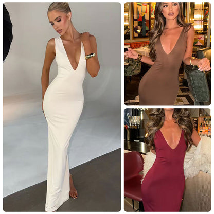 Damen Kleid Figurbetont V-Ausschnitt Schwingender Saum Eveloria - Eveloria