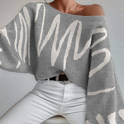 Damen Oversized Strickpullover Asymmetrisch Lässig Eveloria