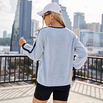Damen Sweatshirt Grafikdruck Kontrastärmel Eveloria