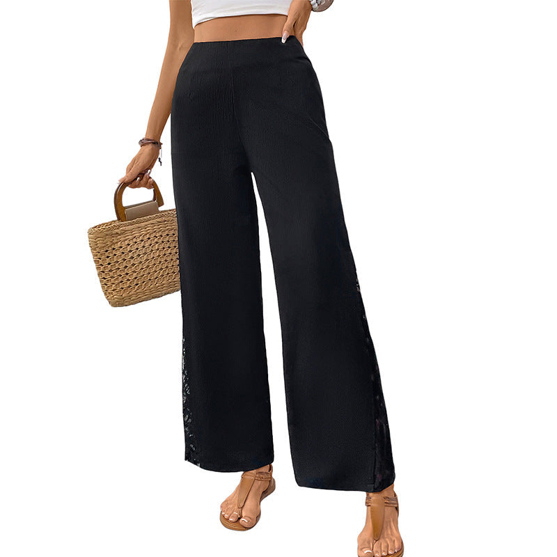 Damen Palazzo-Hose Spitzen-Details Eveloria
