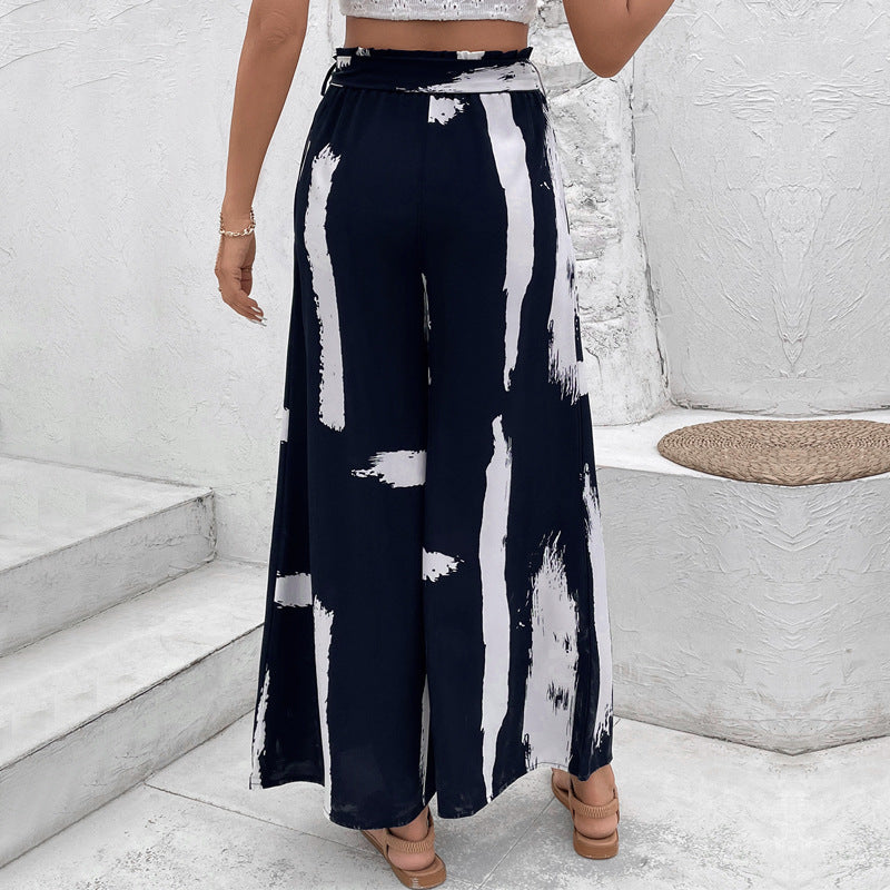 Damen Palazzo-Hose Weit Modisch Grafisches Muster