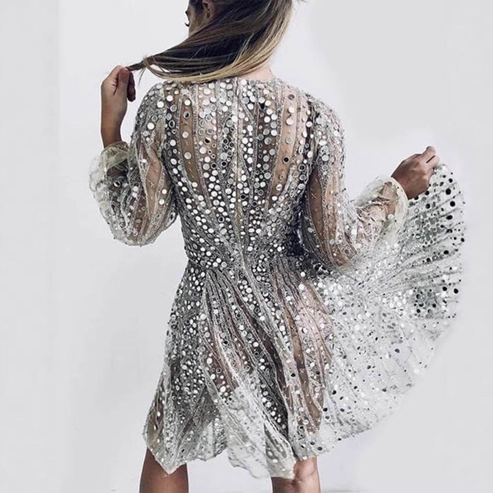 Damen Cocktailkleid Pailletten Eveloria