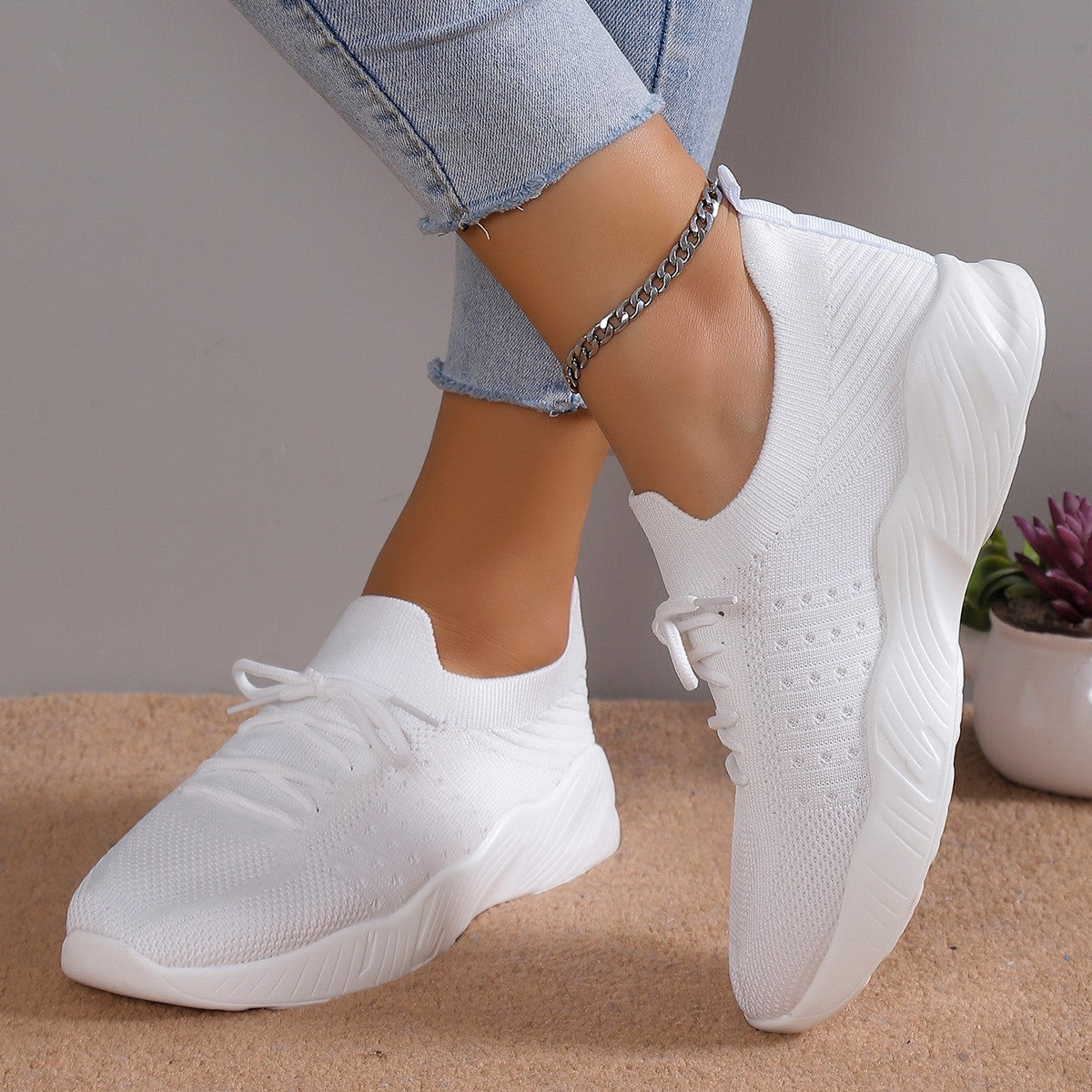 Damen Slip-On Sportschuhe Atmungsaktives Obermaterial Eveloria