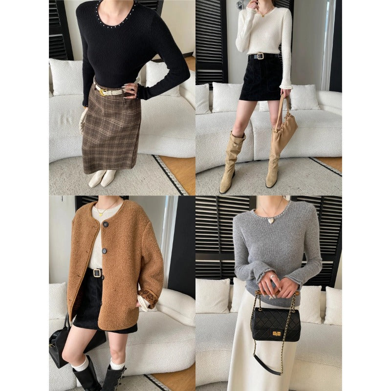 Damen Strickpullover Elegantes Design Dekorative Details Eveloria