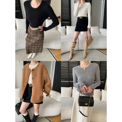 Damen Strickpullover Elegantes Design Dekorative Details Eveloria