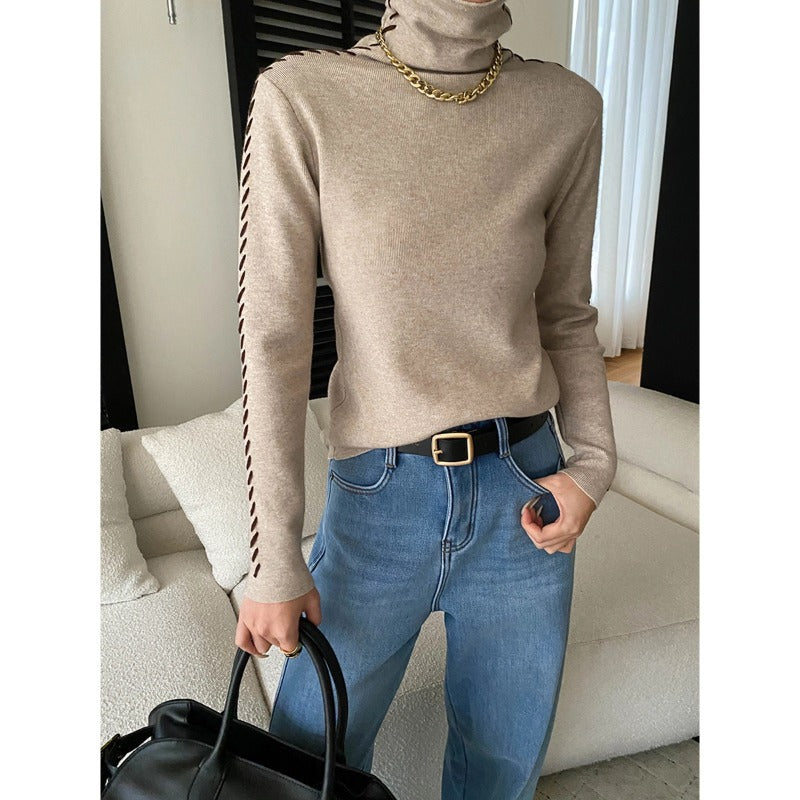 Damen Rollkragenpullover Elegantes Design mit Seitendetails