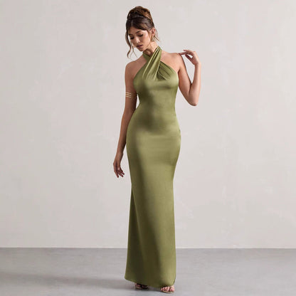 Damen Abendkleid Schmal Schnitt Nackenband Eveloria