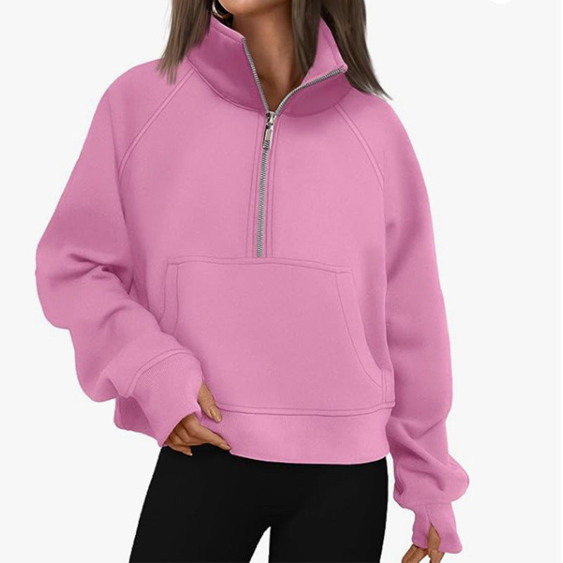 Damen Hoodie Sportlich Hoher Kragen Eveloria