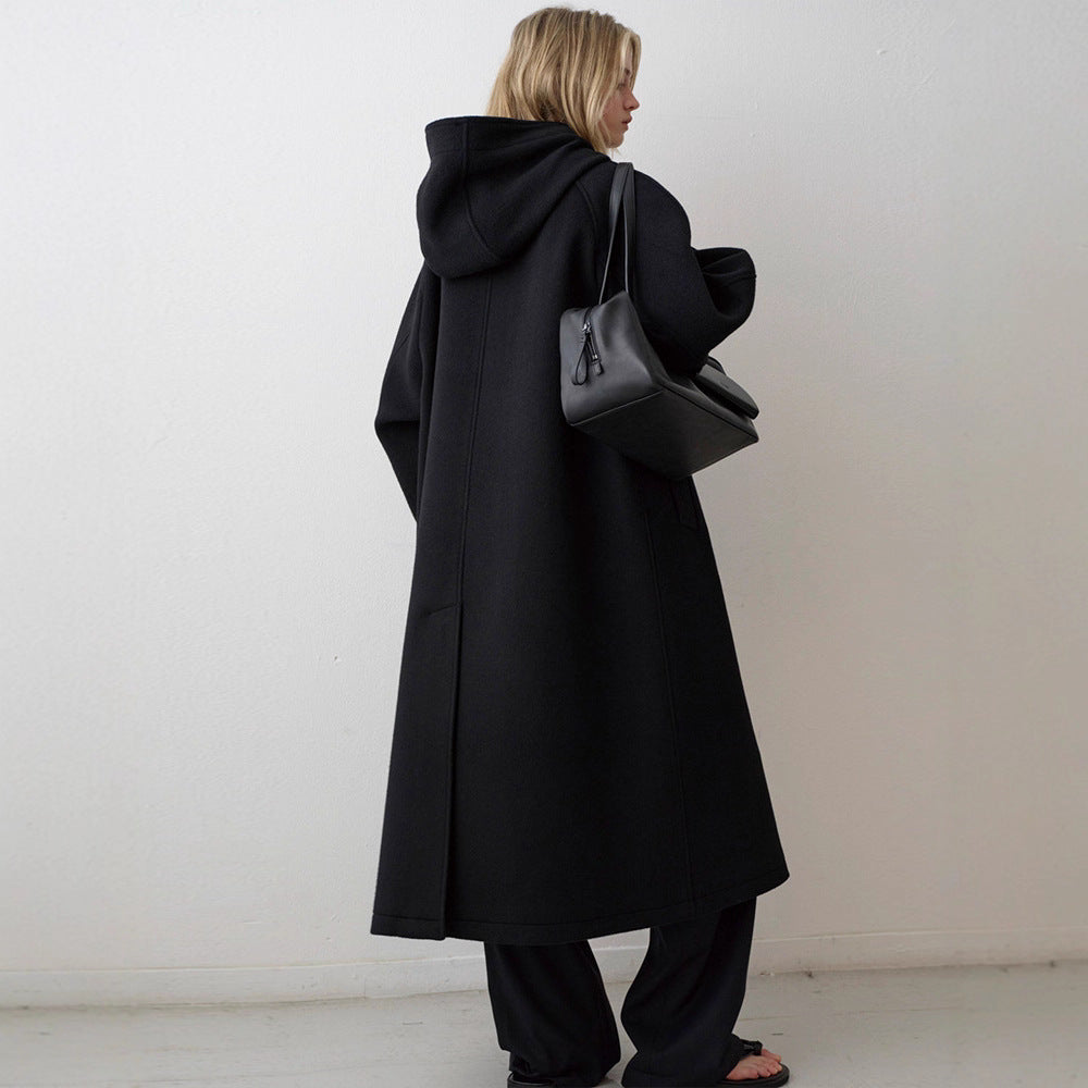 Damen Oversize-Mantel mit Kapuze und Taschen Eveloria