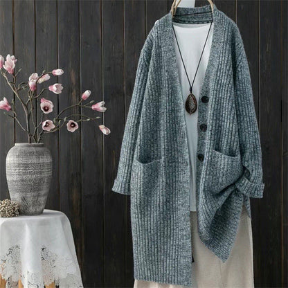 Damen Strickjacke Kuschelig Mit Taschen Modisch Grau Eveloria
