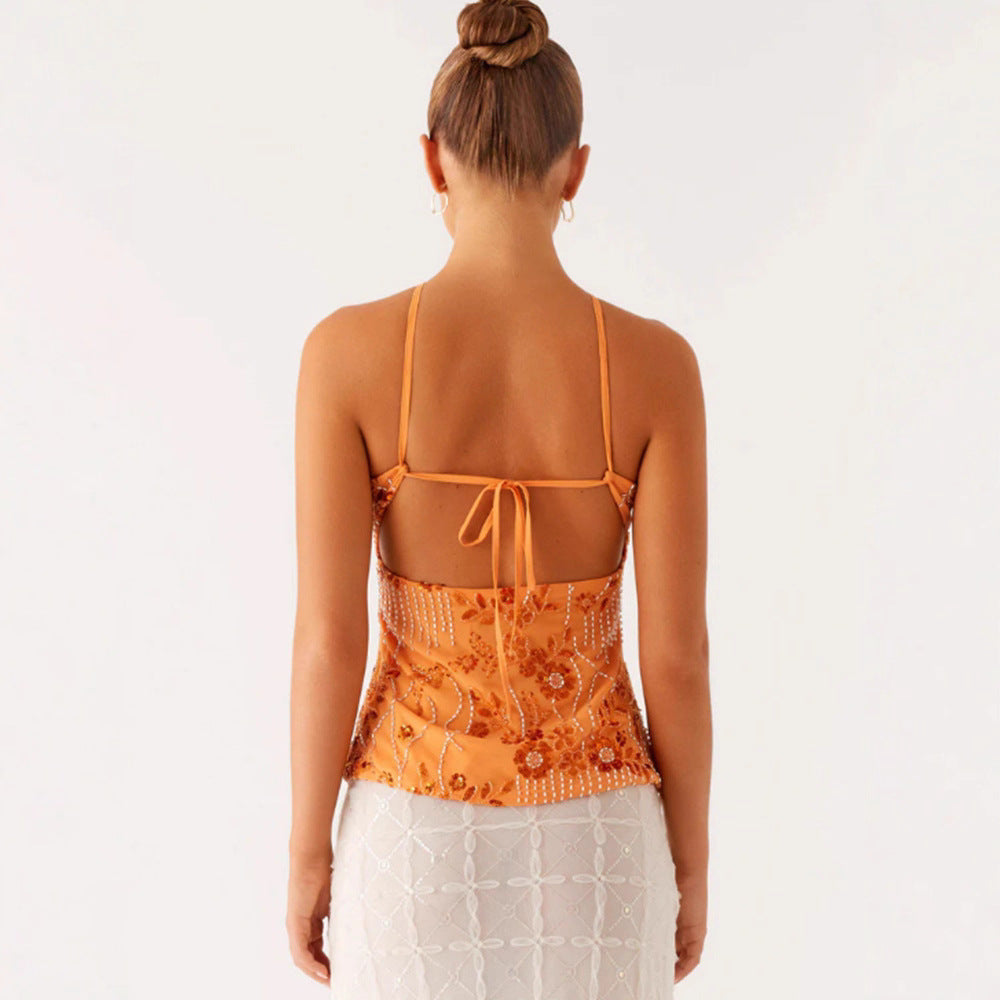 Damen Bustier-Oberteil Glitzernd Floralmuster Mit Applikationen