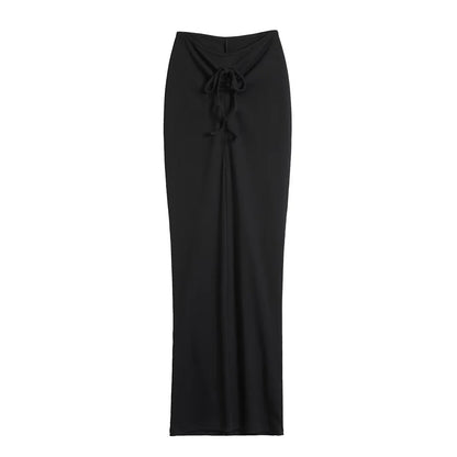 Damen Maxi-Rock Jersey Knoten-Design