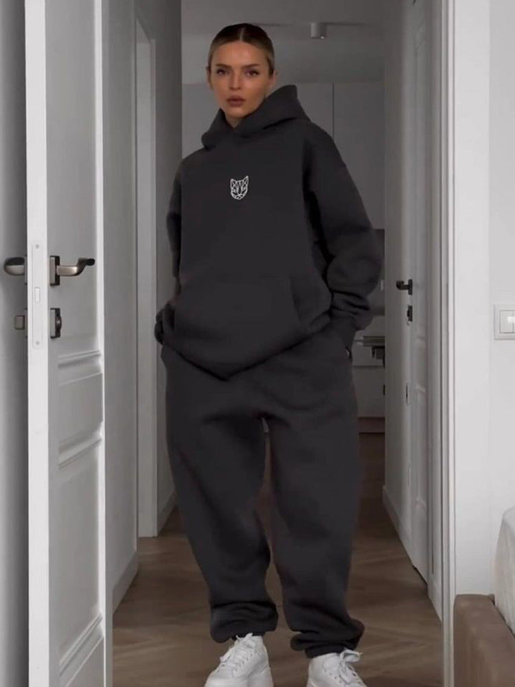 Damen Hoodie Jogginghose Set Elastischer Bund Praktische Taschen