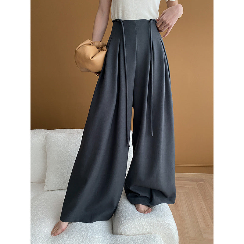 Damen Palazzohose Weite Taillenkordel Diagonal Schnitt
