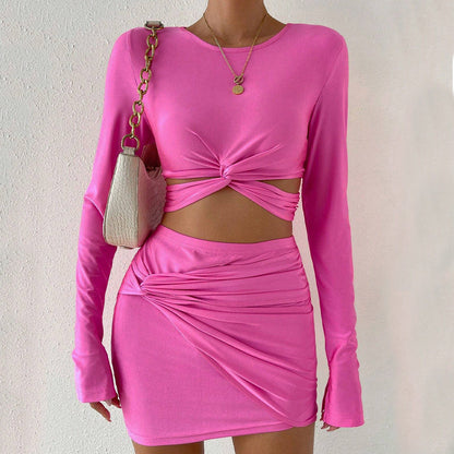 Damen Crop- und Minirock Set mit Raffungen - Eveloria