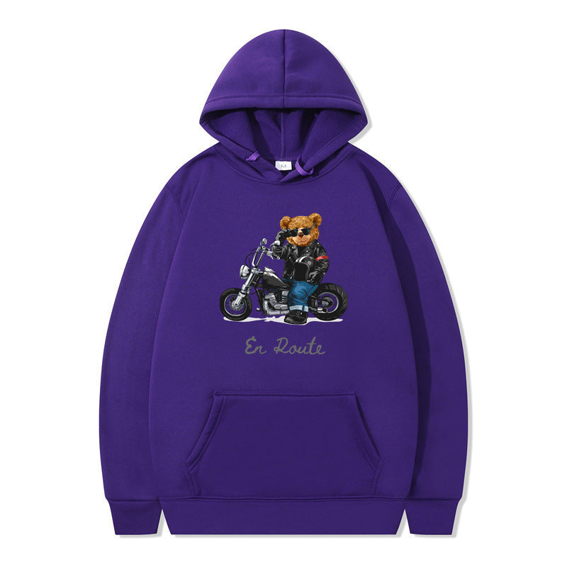 Damen Kapuzenpullover Bärenmotiv Lässig Grau Eveloria