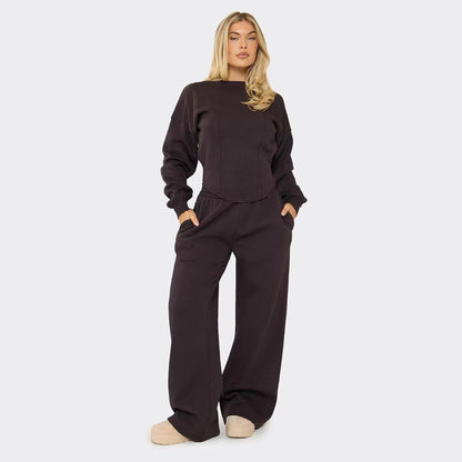 Damen Loungeanzug Weitschnitt Elastischer Bund