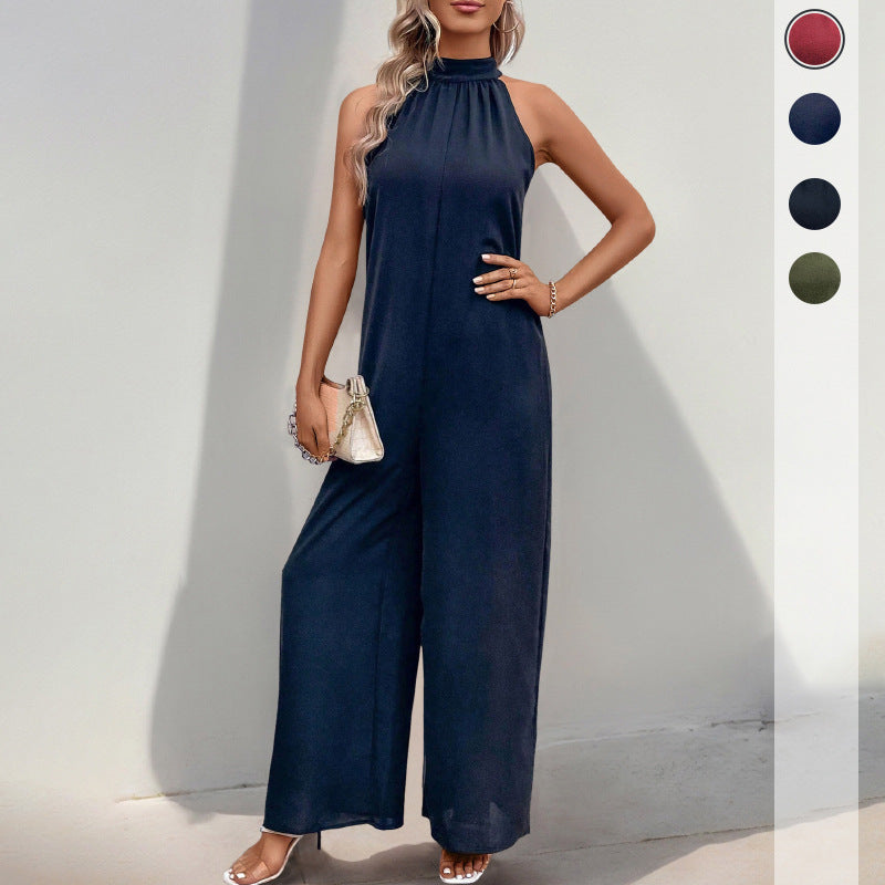 Damen Jumpsuit Hochhalter Weites Bein Eveloria - Eveloria