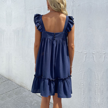 Damen Freizeitkleid Rüschendetails Blumenmuster Eveloria
