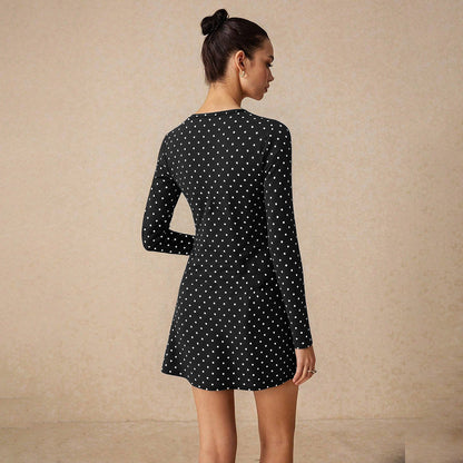 Damen Minikleid V-Ausschnitt Raffiniertes Knotendetail Eveloria