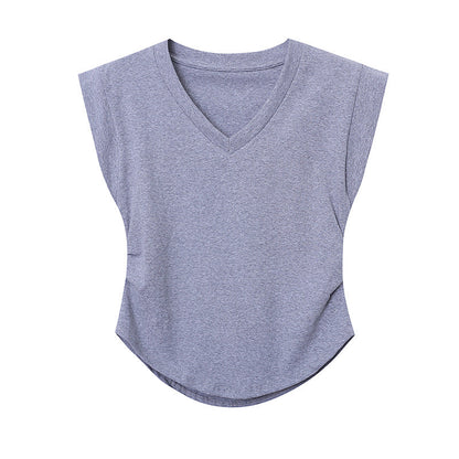 Damen T-Shirt Kurzarm V-Ausschnitt Lässig Eveloria