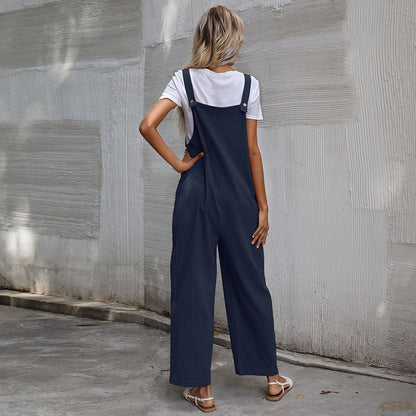 Damen Latzhose Bequem Baumwolle Praktische Taschen Eveloria