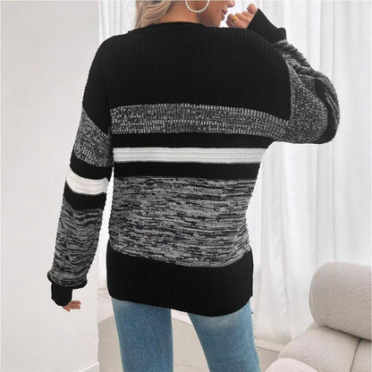 Damen Pullover Weit Gestreift Eveloria