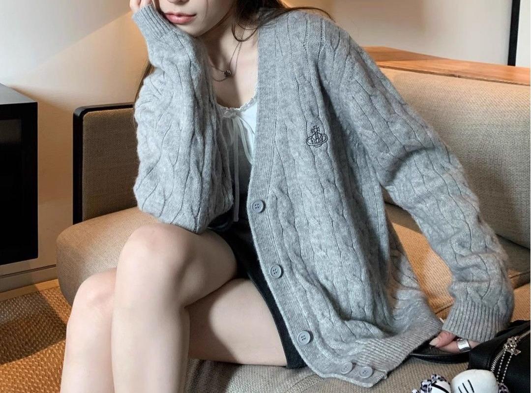 Damen Strickjacke Zopfmuster Große Knöpfe Eveloria