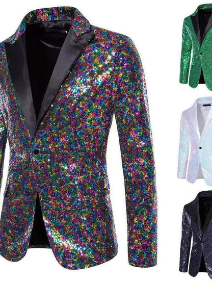 Herren Blazer Pailletten Elegant Edel Dekor Schwarz Eveloria - Eveloria