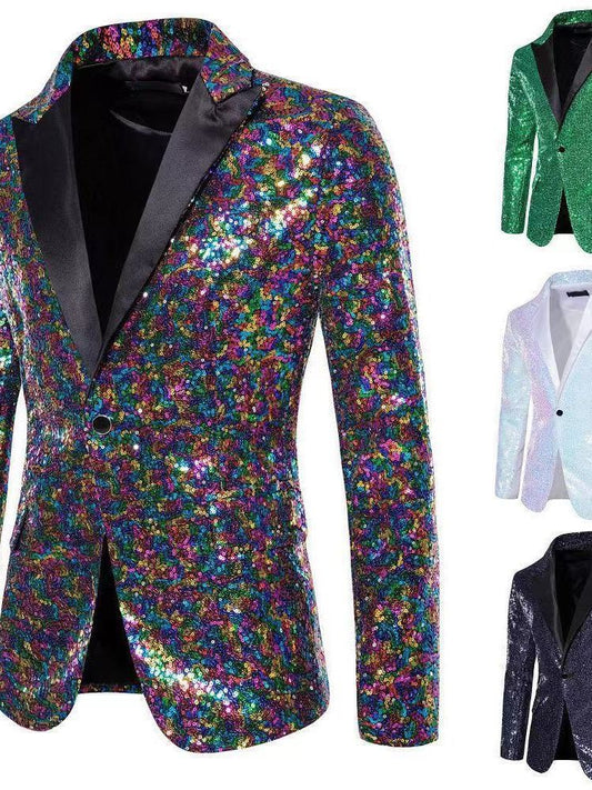 Herren Blazer Pailletten Elegant Edel Dekor Schwarz Eveloria - Eveloria