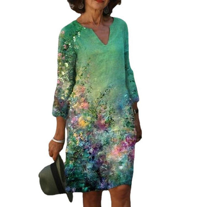 Damen Sommerkleid V-Ausschnitt Bunt Eveloria