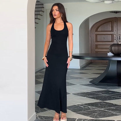 Damen Maxikleid Slim Fit tiefem Rückenausschnitt Eveloria