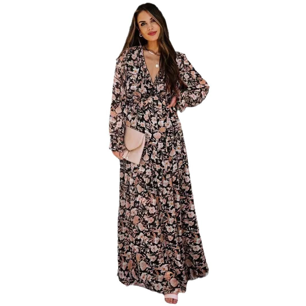 Damen Maxikleid Floralmuster Eveloria