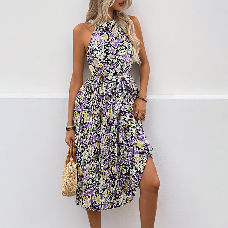 Damen Maxikleid Sommer florales Design Rüschendetails Eveloria