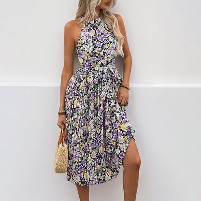 Damen Maxikleid Sommer florales Design Rüschendetails Eveloria