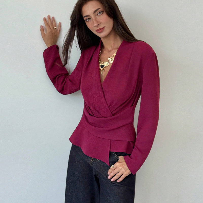 Damen Wickeloberteil Asymmetrischer Saum Eveloria