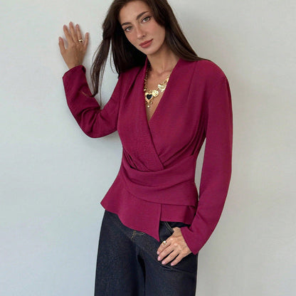 Damen Wickeloberteil Asymmetrischer Saum Eveloria