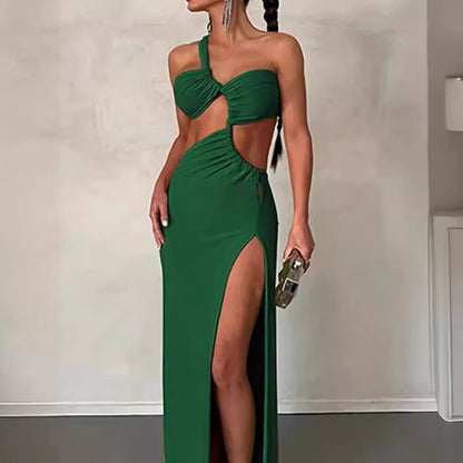 Damen Maxikleid Asymmetrisch Elegantes Drapieren Eveloria