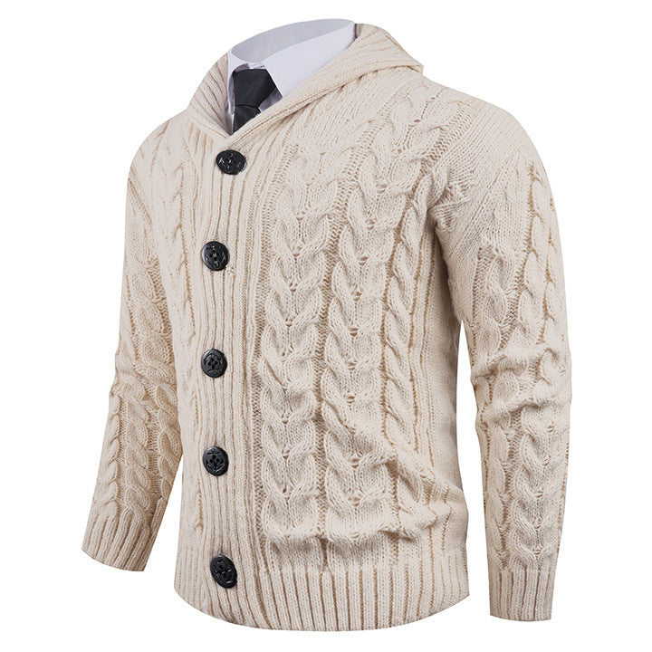 Herren Strickcardigan Zopfmuster Eleganter Schalkragen Bequem