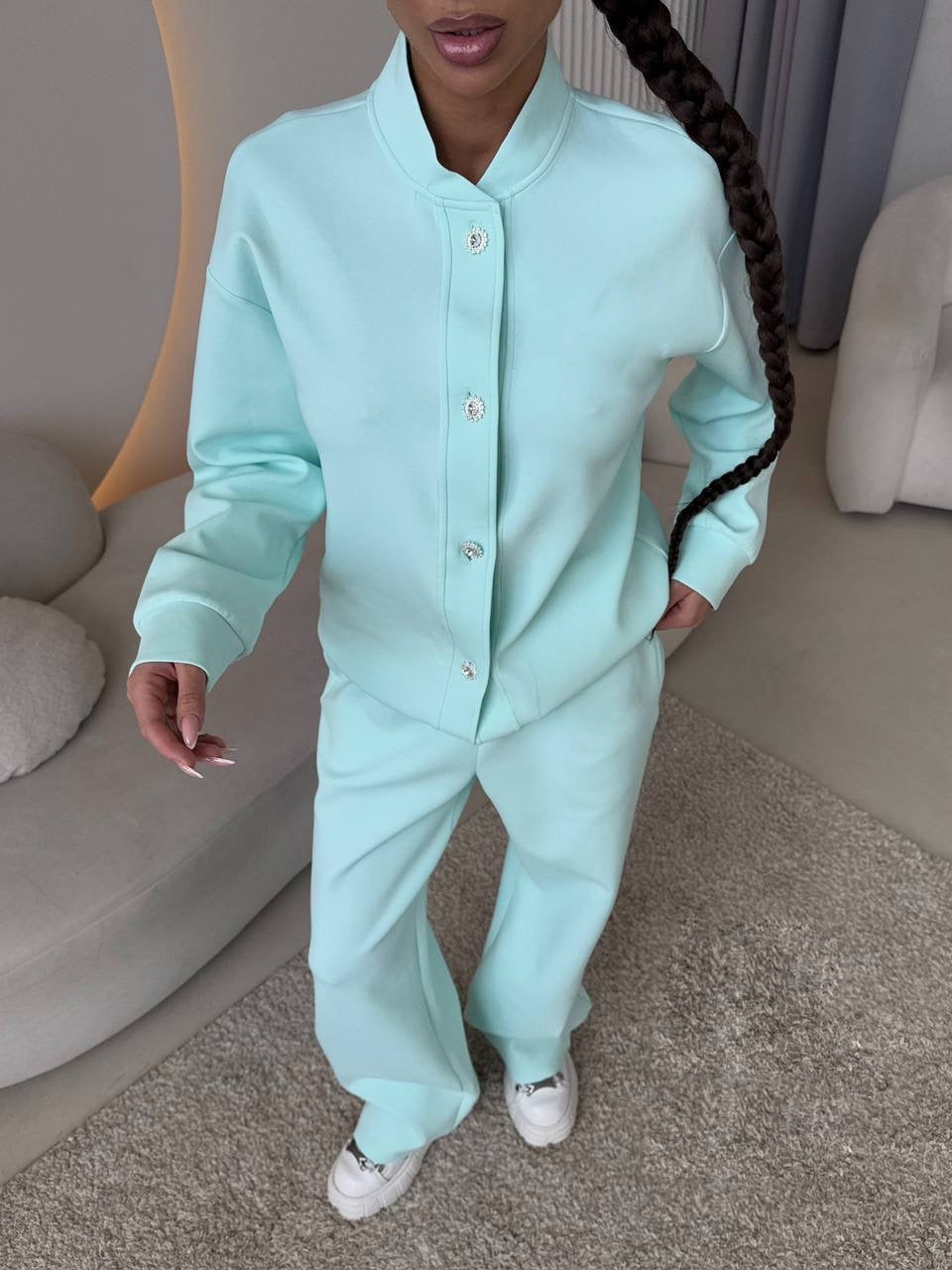 Damen Freizeitset mit Blusenjacke und weiten Hosen Eveloria