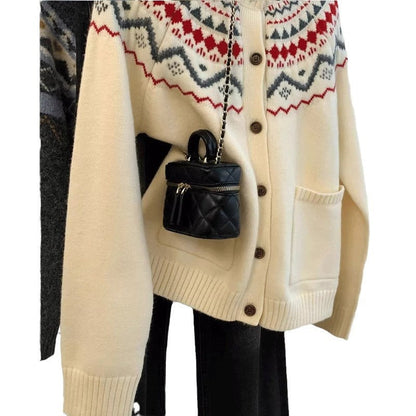 Damen Strickjacke Traditionelles Muster Eveloria
