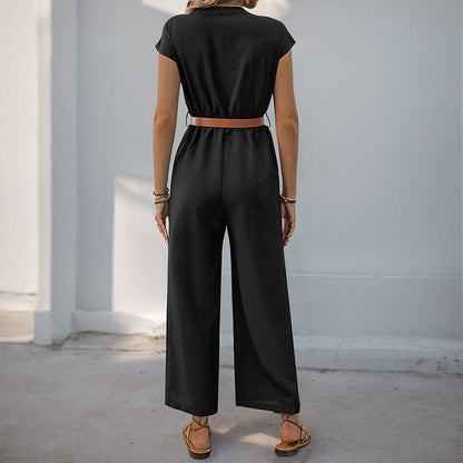 Damen Jumpsuit Elastischer Bund Taillengürtel