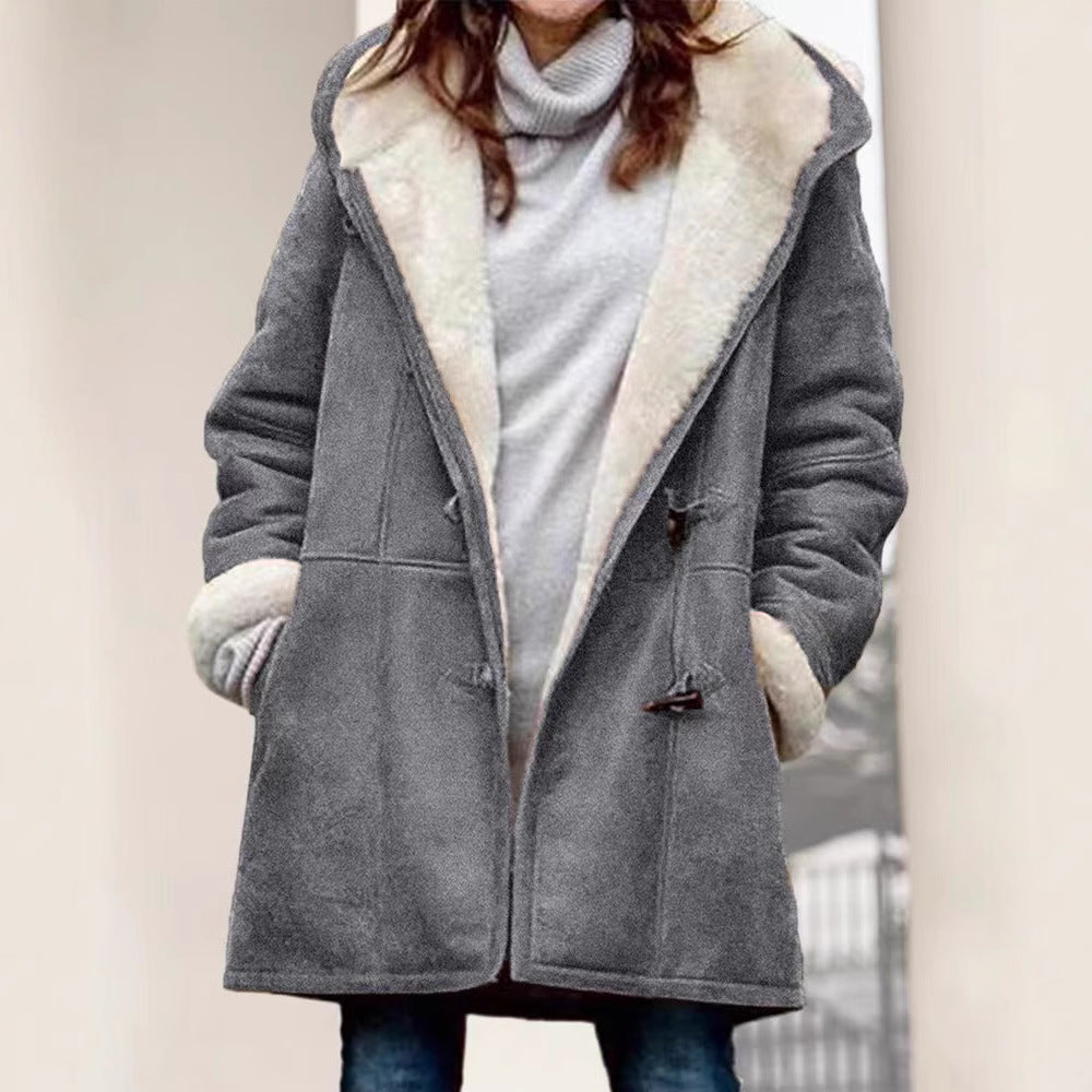 Damen Wollmantel Teddy-Futter Locker Passform Eveloria