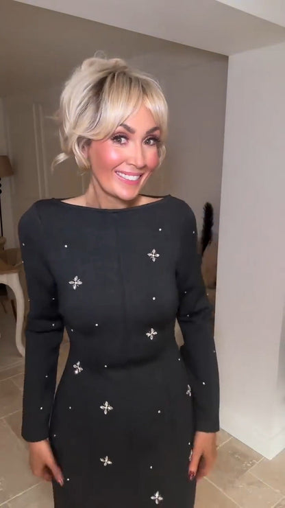 Damen Cocktailkleid mit Perlen Dekoration Eveloria