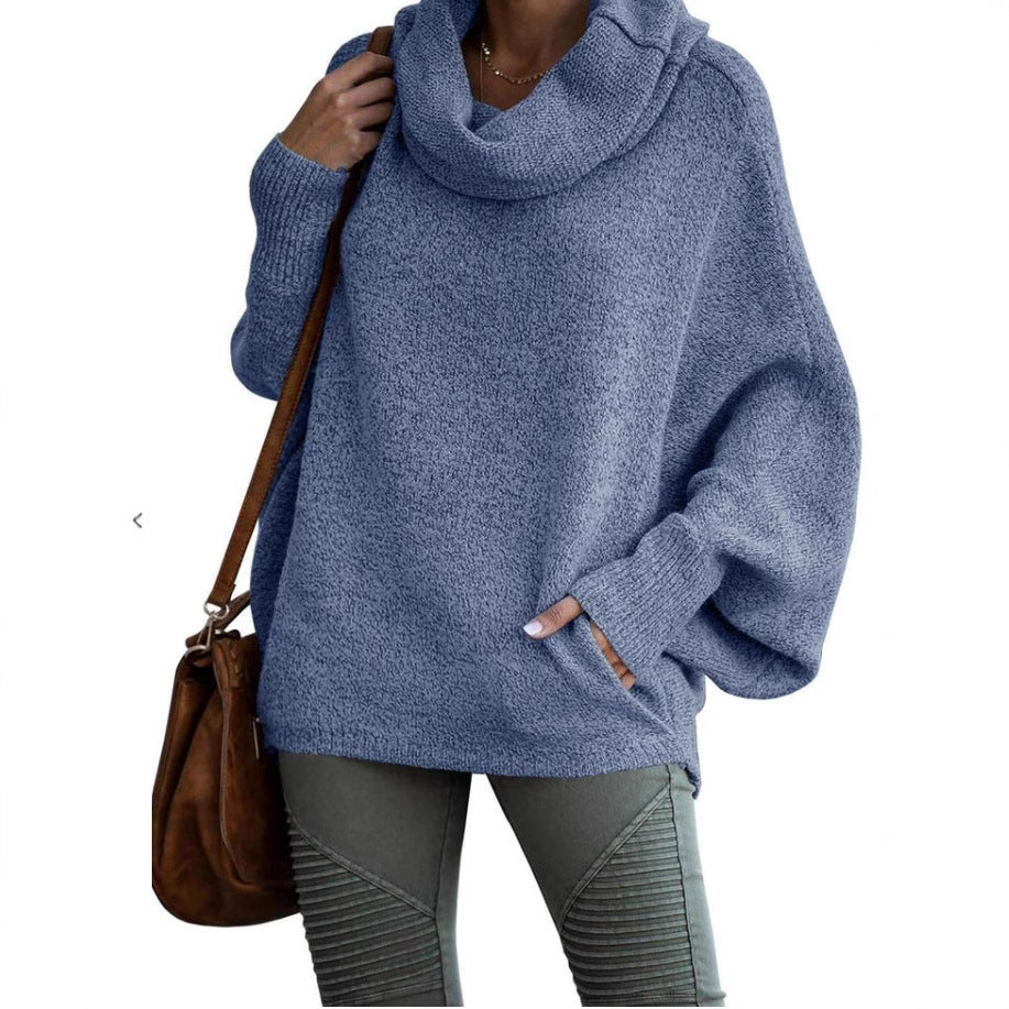 Damen Rollkragenpullover Lässig Weite Ärmel Eveloria