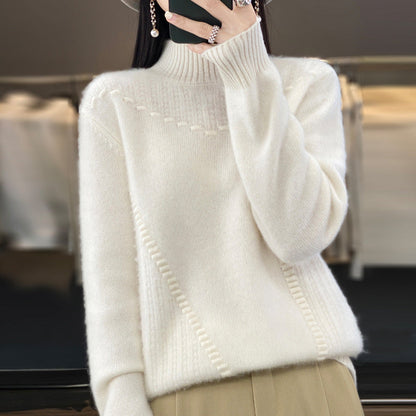 Damen Strickpullover Strukturiert Asymmetrisch Eveloria