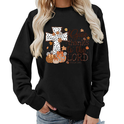 Damen Sweatshirt Kreuz-Aufdruck Herbstlich Braun Eveloria