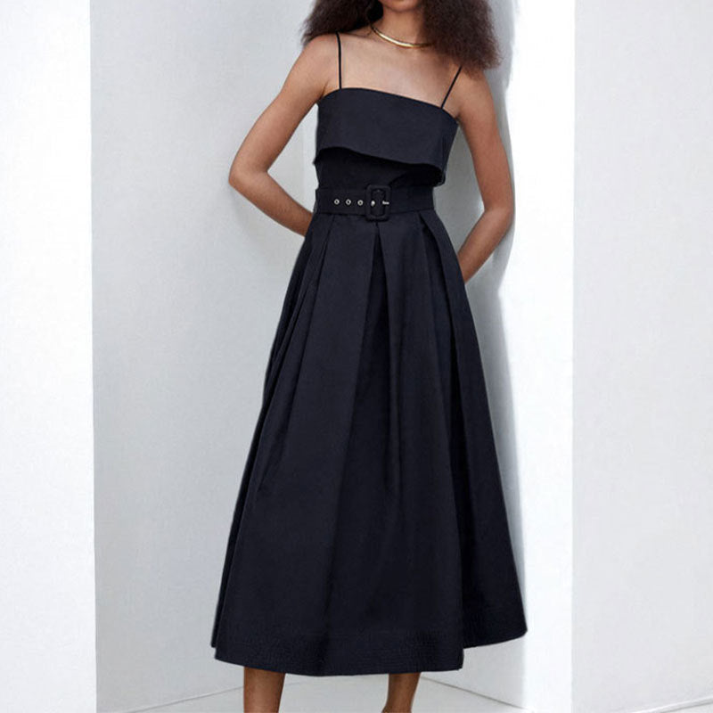 Damen Maxikleid Schulterfrei Elegant Bindegürtel Eveloria
