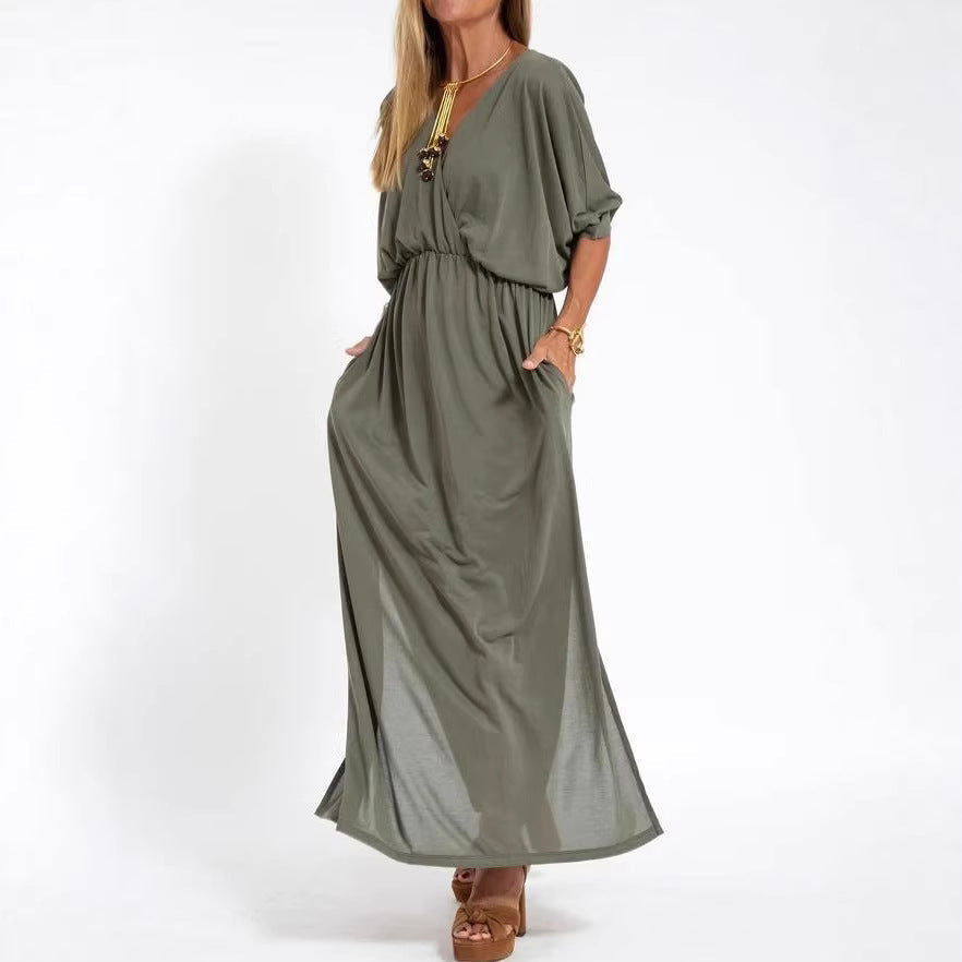 Eveloria Damen Maxikleid mit Seitenschlitz und Flexibler Taille