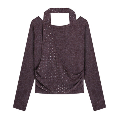 Damen Oberteil Asymmetrischer Ausschnitt Eleganter Riemen Eveloria